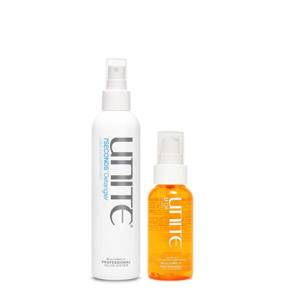 imageUNITE Hair  7SECONDS Detangler amp U Oil  Instantly Detangles Hydrates amp Adds Brilliant Shine  UV amp Heat Protection Frizz Control  8 Fl Oz amp 4 Fl Oz