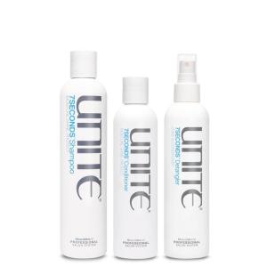 UNITE Hair – 7SECONDS Shampoo, Conditioner & Detangler – Hydrates, Strengthens & Protects – UV & Heat Protection – 8 Fl Oz, 10 Fl Oz & 8 Fl Oz