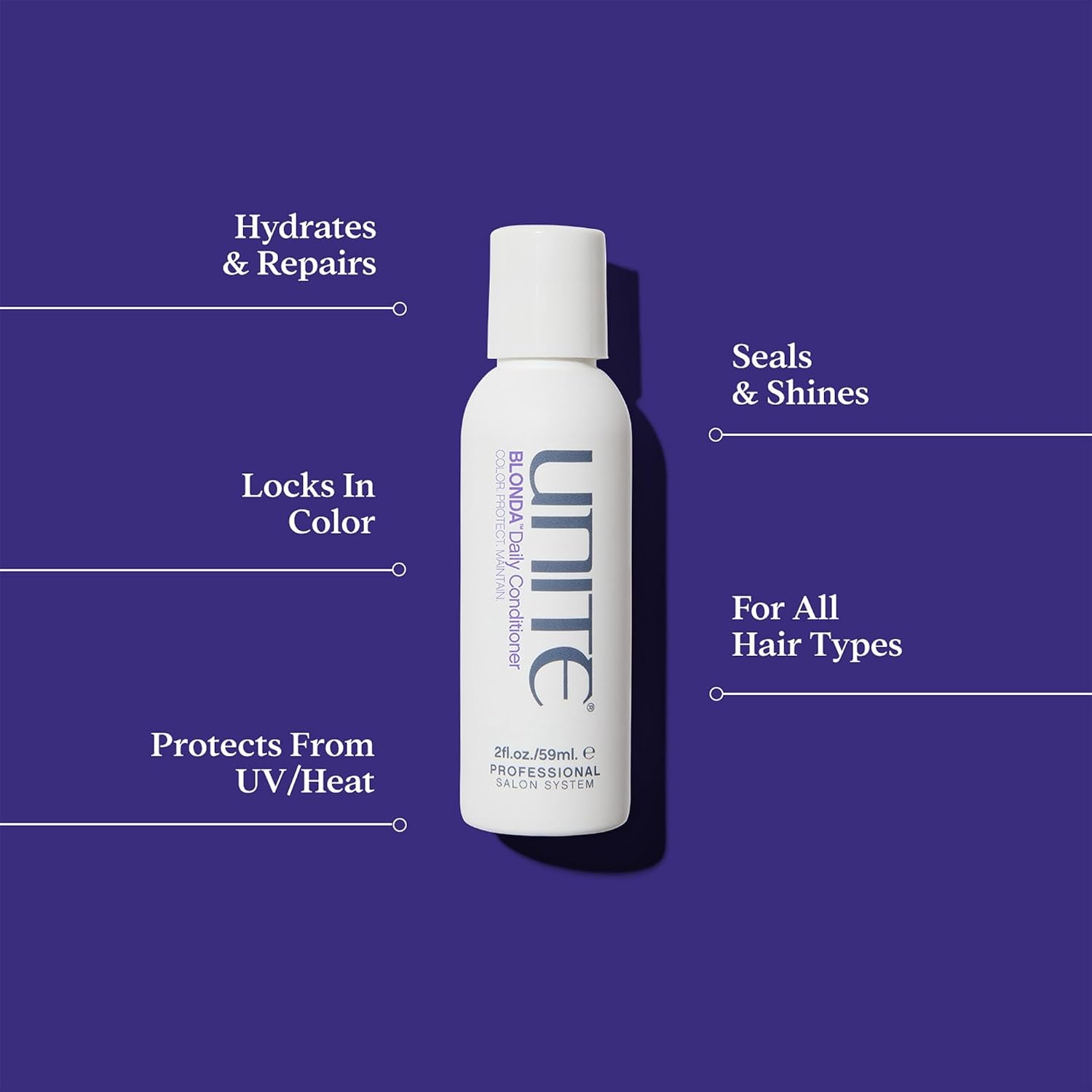 image:imageUNITE Hair BLONDA Purple Shampoo Conditioner amp BLONDA Oil Set Neutralizes Brassy amp Yellow Tones for Blonde Platinum Silver Bleached amp Highlighted Hair AntiFrizz Repairs Dry Damaged Hair