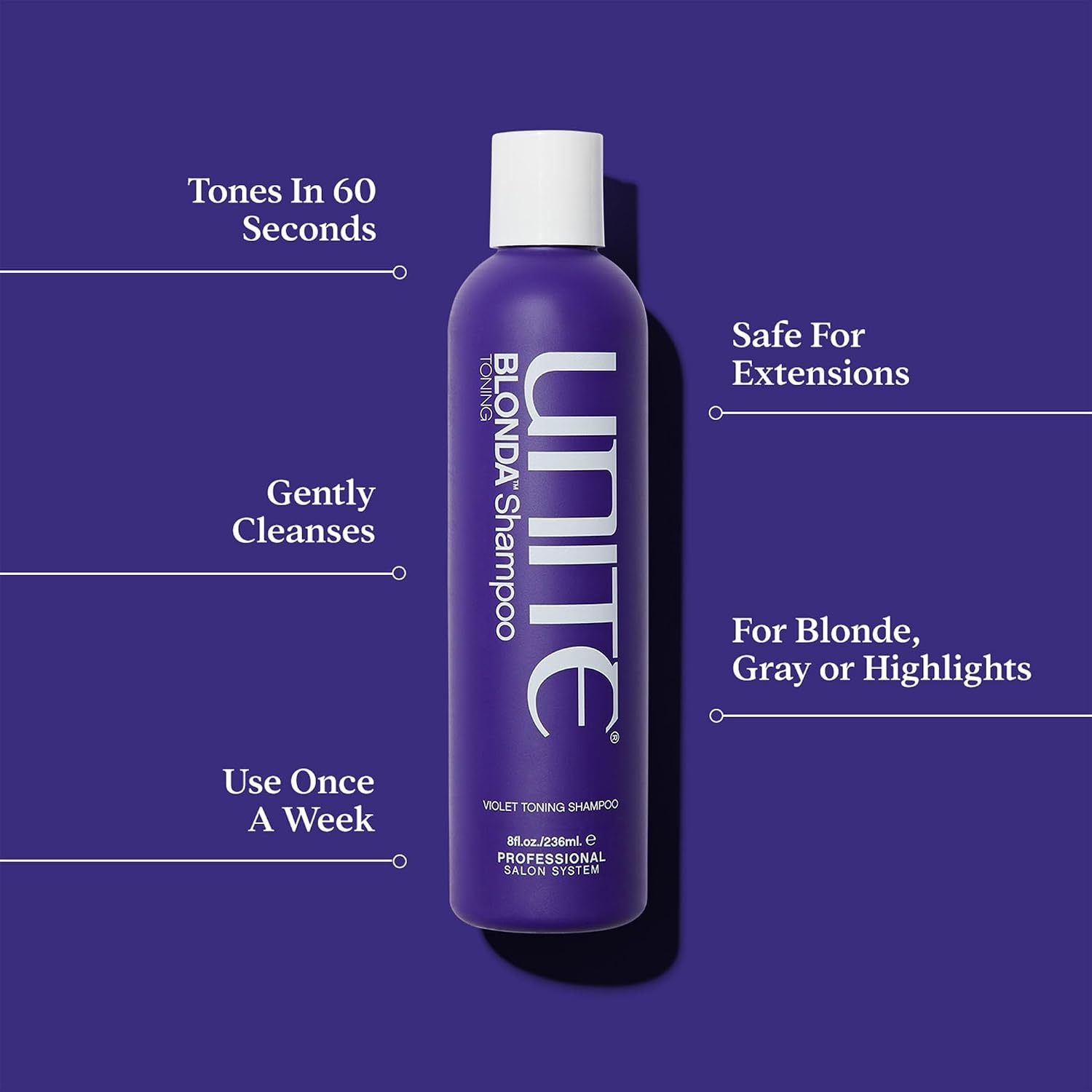 image:imageUNITE Hair BLONDA Purple Shampoo Conditioner amp Toning Treatment Set for Blonde Platinum Silver amp Highlighted Hair Eliminates Brassy amp Yellow Tones ColorSafe
